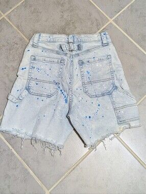 Wild Fable Size 2 Highest Rise Utility Paint Splatter Distressed Denim Shorts
